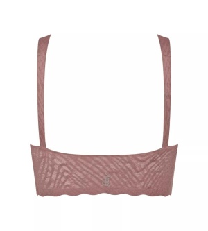 Bustieră fără armătură, dantelat, Sloggi ZERO Feel Bliss Bralette Maro - Img 6