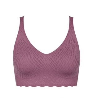 Bustieră fără armătură, dantelat, Sloggi ZERO Feel Bliss Bralette Mov - Img 7
