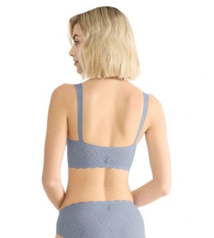 Bustieră fără armătură, dantelat, Sloggi ZERO Feel Bliss Bralette Albastru - Img 8