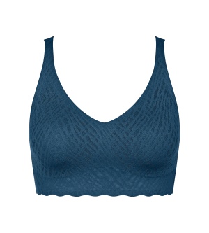 Bustieră fără armătură, dantelat, Sloggi ZERO Feel Bliss Bralette Albastru - Img 5