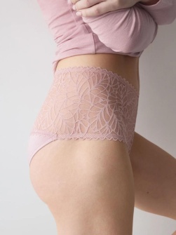 Chilot din dantelă cu talie înaltă tip bandeau, Triumph Pretty Modal Maxi Roz - Img 3