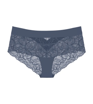 Short din dantela și microfibră moale, Triumph Body Make-Up Illusion Lace Shorty Albastru - Img 5