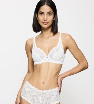 Sutien cu armătură din dantelă florală, Triumph Amourette W Alb