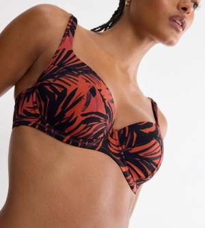Sutien de baie cu armătură și cupe buretate, decolteu tip sweetheart, Triumph Summer Palm WP 01, Maro - Img 3