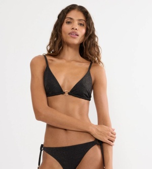 Sutien de baie triunghiular, fără armătură cu lurex strălucitor, Triumph Summer Sunset N Negru