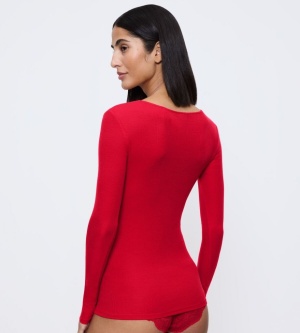 Bluză cu decolteu rotund adânc, Triumph Beauty Layers Top Scoop Neck Rosu - Img 3