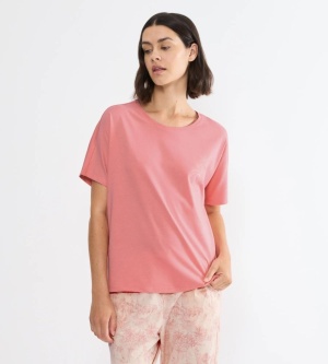 Bluză de pijama din bumbac, cu mânecă scurtă, Triumph Mix & Match Top SSL 04 Roz