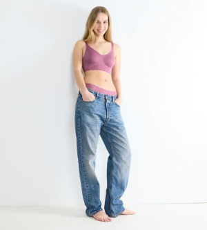 Bustieră fără armătură, dantelat, Sloggi ZERO Feel Bliss Bralette Mov - Img 4