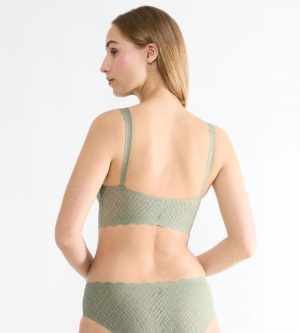 Bustieră fără armătură, dantelat, Sloggi ZERO Feel Bliss Bralette Verde - Img 2