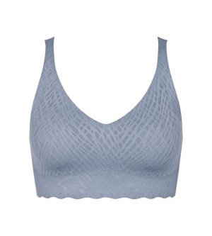 Bustieră fără armătură, dantelat, Sloggi ZERO Feel Bliss Bralette Albastru - Img 5