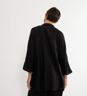 Cămașă damă din in și vâscoză, Triumph Summer Wear Boyfriend Shirt 01 Negru - Img 2