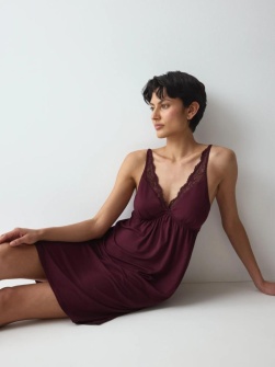 Cămașă de noapte fără mâneci, Triumph Amourette NDK Bordo - Img 4