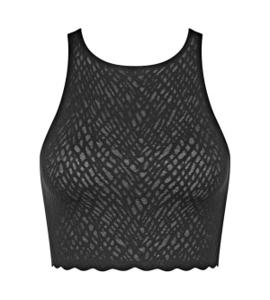 Crop Top invizibil din dantelă, fără cusături, Sloggi ZERO Feel Bliss Top Negru - Img 5