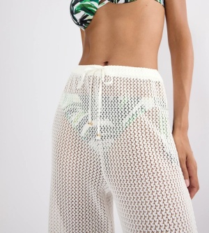 Pantaloni croșetați cu talie înaltă, Triumph Beach MyWear Crochet Trousers Crem - Img 3