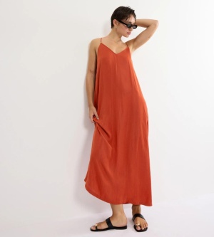 Rochie lungă cu croială relaxată, Triumph Summer Satin Dress Portocaliu - Img 4