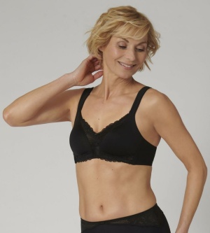 Sutien dantelat, fără armătură, Triumph Modern Lace+Cotton N Negru