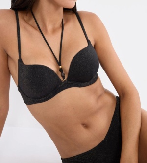 Sutien de baie push-up din material strălucitor lurex, Triumph Summer Sunset WHU Sweet Heart Negru - Img 3