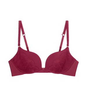 Sutien push-up cu decolteu adânc, Triumph Love in Lace WHU Bordo - Img 5