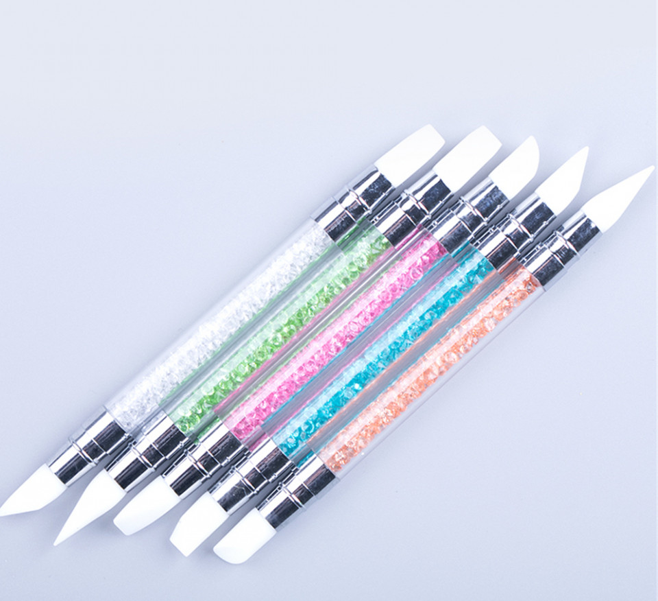 Set 5 instrumente silicon multicolore cu maner din plastic