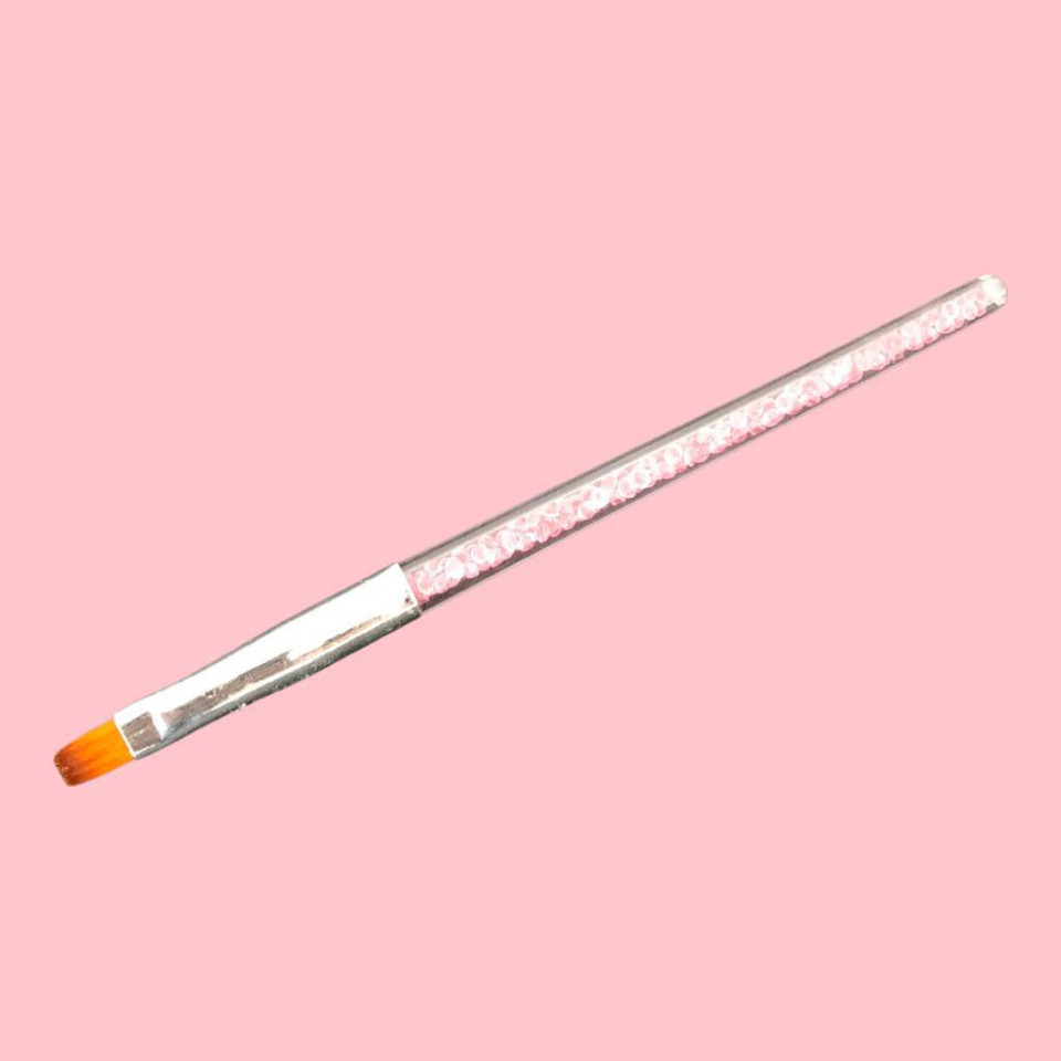 Pensula Gel nr 6 cu cristale roz