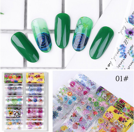 Set 10 folii transfer Flori 01