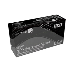Manusi examinare nitril negre nepudrate marimea S Dr.Protect