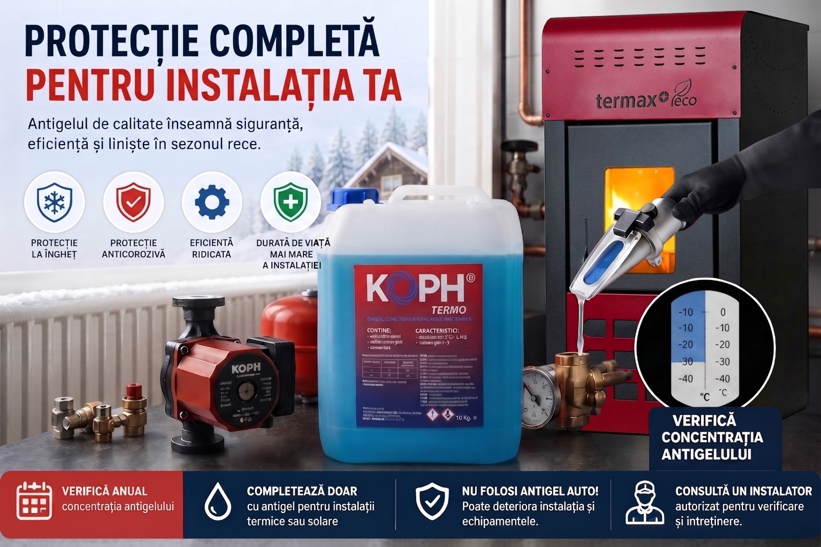 ANTIGEL PENTRU CENTRALE ȘI INSTALAȚII SOLARE: CÂND SE VERIFICĂ, CUM SE COMPLETEAZĂ ȘI CE TREBUIE SĂ ȘTII