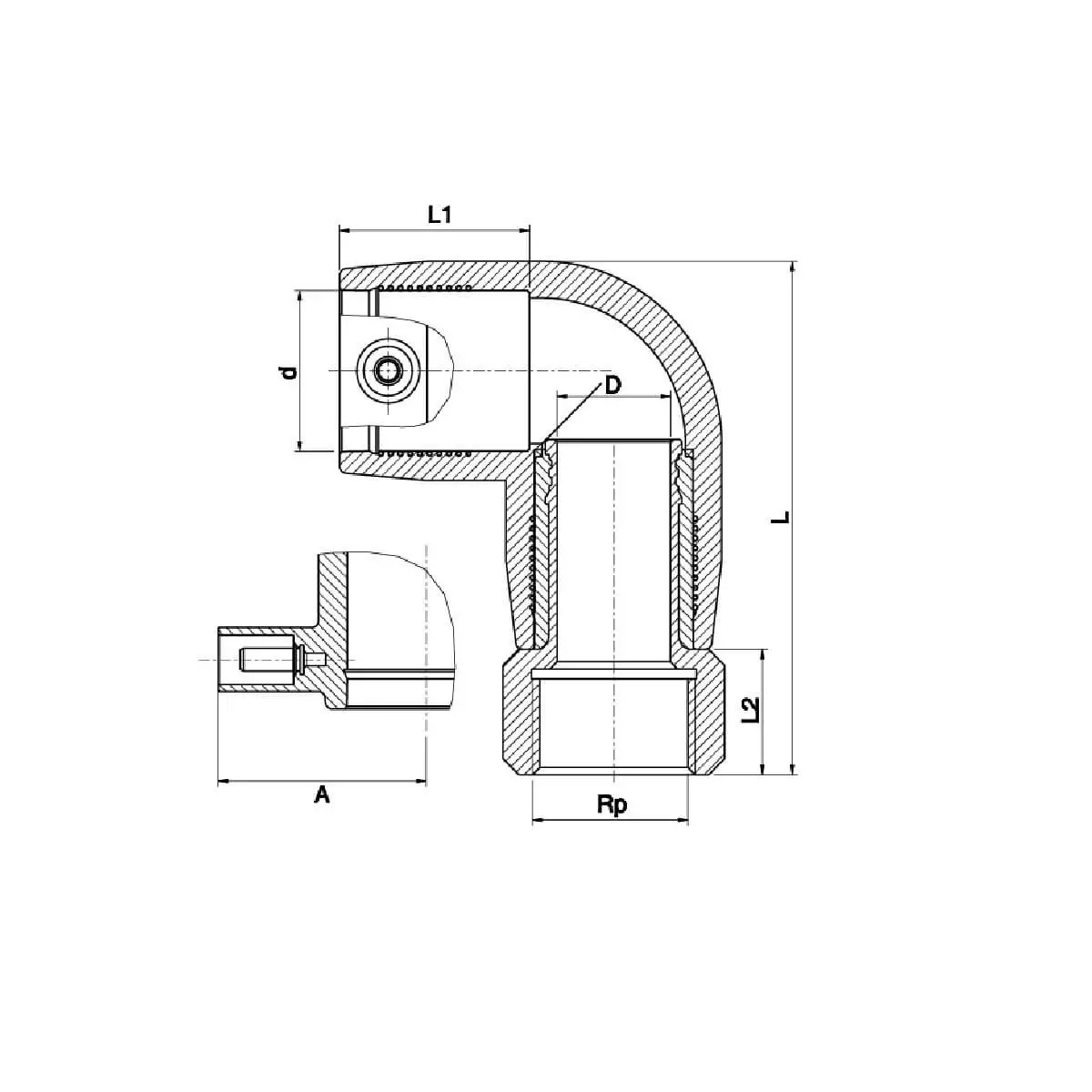 Cot electrofuziune, Ø63 mm x 2I, 90º, PN16