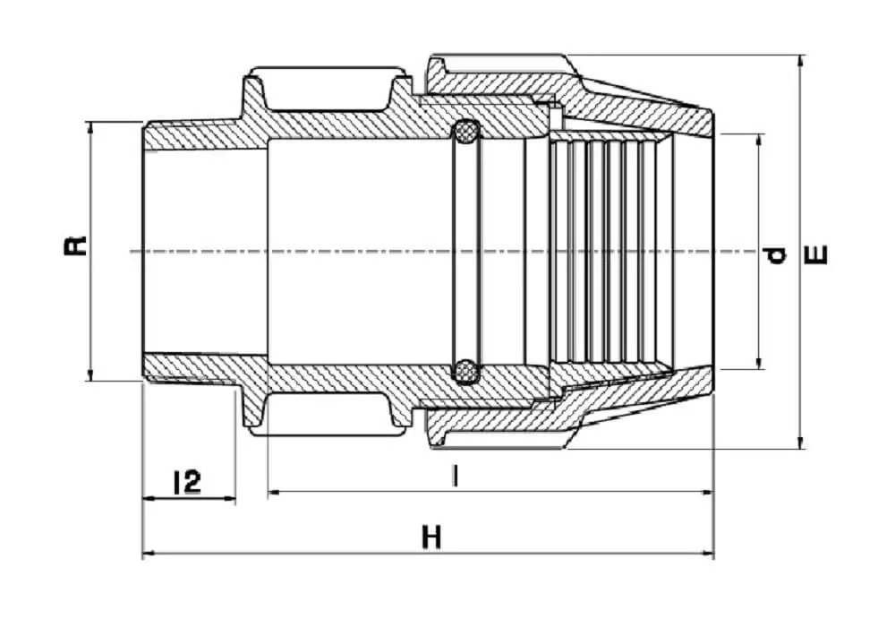 Mufa PEHD, Ø20 mm x 1/2 E, PN16, Plasson