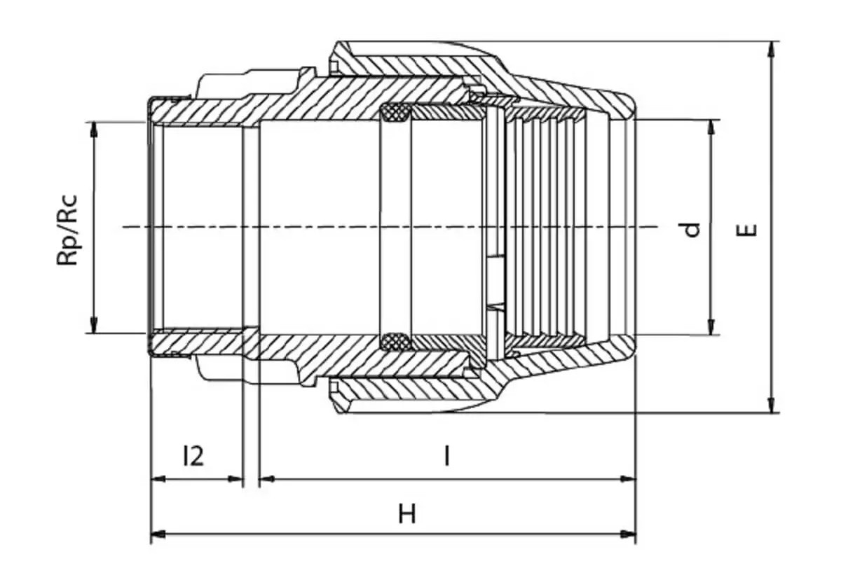 Mufa PEHD, Ø32 mm x 3/4 I, PN16