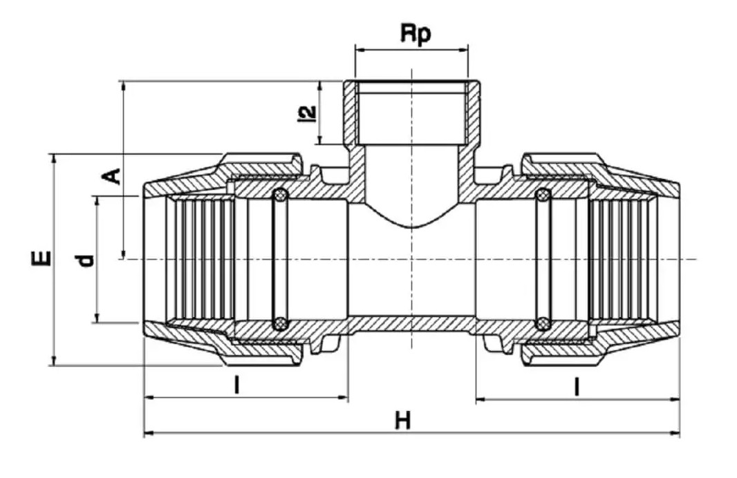 Teu PEHD, Ø63 - 2 I - 63 mm, PN16