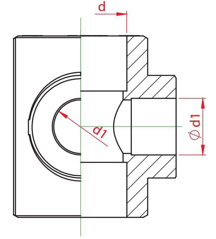 Cot triaxial teava PPR alb, Ø32, 90 grade, PN25