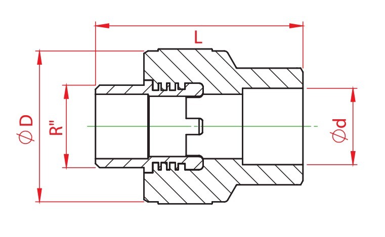 Mufa teava PPR alb, Ø25 - 3/4 E, filet exterior, PN25