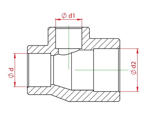 Teu redus PPR alb, Ø25-20-20