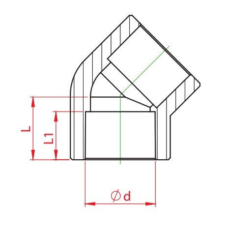 Cot teava PPR alb, Ø 25 mm, 45 grade, PN25