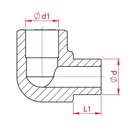 Cot teava PPR alb, Ø 20 mm, MF, 90 grade, PN25