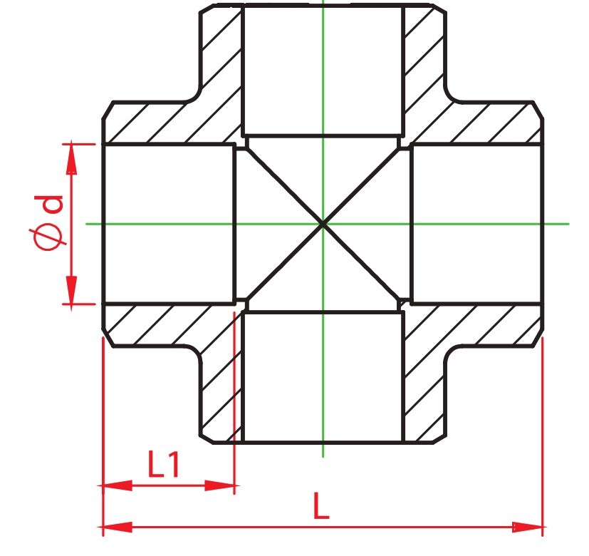 Cruce teava PPR alb, Ø20, PN25