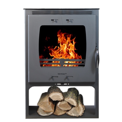 Soba pe lemn Termax Atria, 12.2 kW, randament 84.17%, 80 m², spatiu depozitare lemne, Antracit