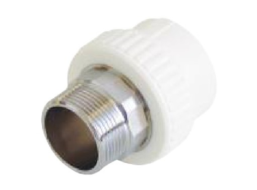 Mufa teava PPR alb, Ø50 - 1 1/2 E, filet exterior, PN25