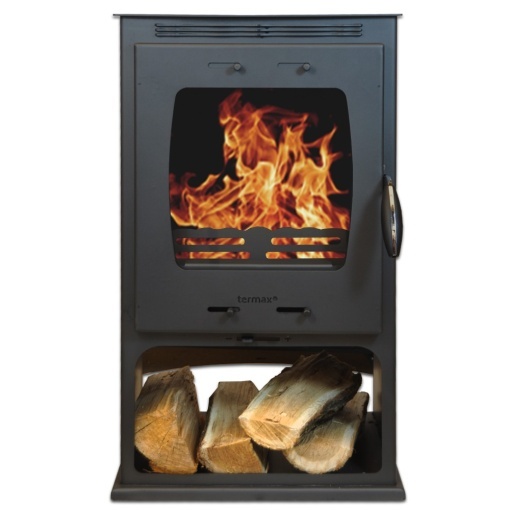 Soba pe lemn Termax Elan, 9.47 kW, randament 84.32%, 60 m², spatiu depozitare lemne, Negru