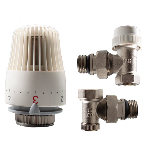 Set 2 robineti si cap termostatic KOPH 1/2", tur-retur