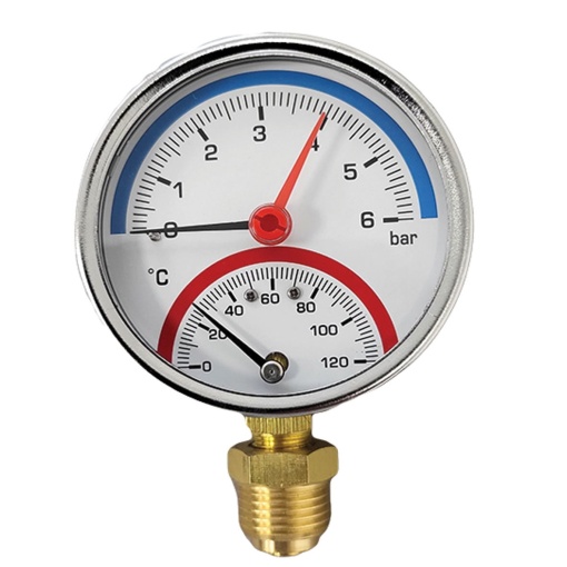 Termomanometru Radial 1/2”, 0-6 bar, 0-120°C