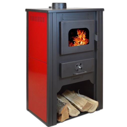 Termosemineu pe lemn Termax Alma, 11.52 kW, randament 85.59%, 75 m², Rosu