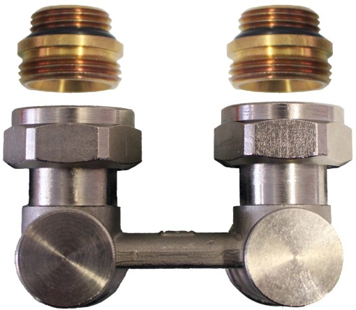 Robineti bitubular racordare inferioara HERZ, coltar, 3000 Project, Rp 1/2