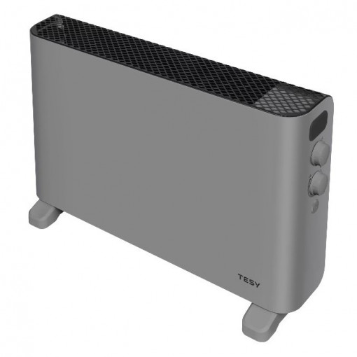 Convector de podea Tesy CN 207 ZF G, 4 optiuni de setare a caldurii: 1000/2000 W + ventilator, termostat, functie turbo, Gri