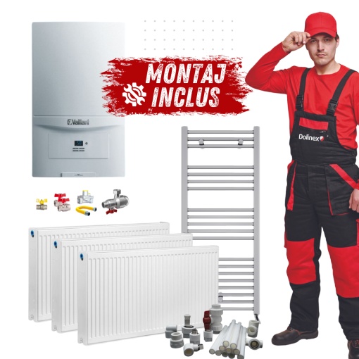 Pachet centrala termica in condensare Vaillant ecoTEC pure VUW 286/7-2, 26.1 kW, incalzire si ACM, + Radiatoare + Montaj + PIF (valabil pentru NEAMT)