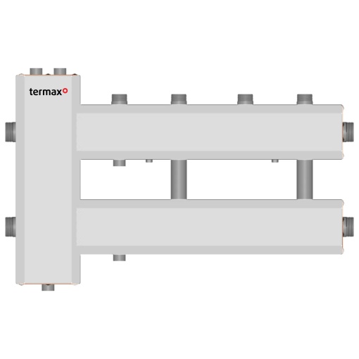 Ansamblu distribuitor + Butelie de egalizare 1 1/4" - 1", 2+1 cai, iesiri sus, Termax KSH22G125.200