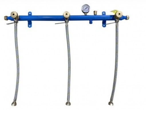 Centralina pentru 3 butelii GPL TECNOGAS, manometru , supapa de siguranta si 3 racorduri flexibile 50 cm