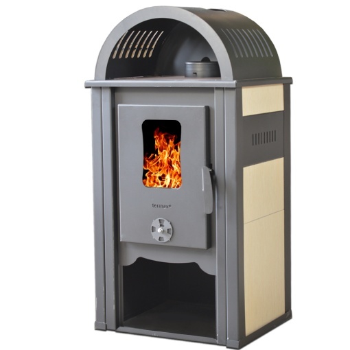 Soba pe lemn Termax Aurora, 8.45 kW, randament 80.36%, 55 m², spatiu depozitare lemne, Bej