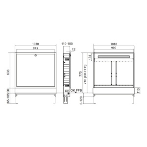 Carcasa TECEfloor Comfort 110, otel galvanizat, montaj incastrat, 990 x 780 - 900 x 110 - 150 mm, 77351505 - Img 2